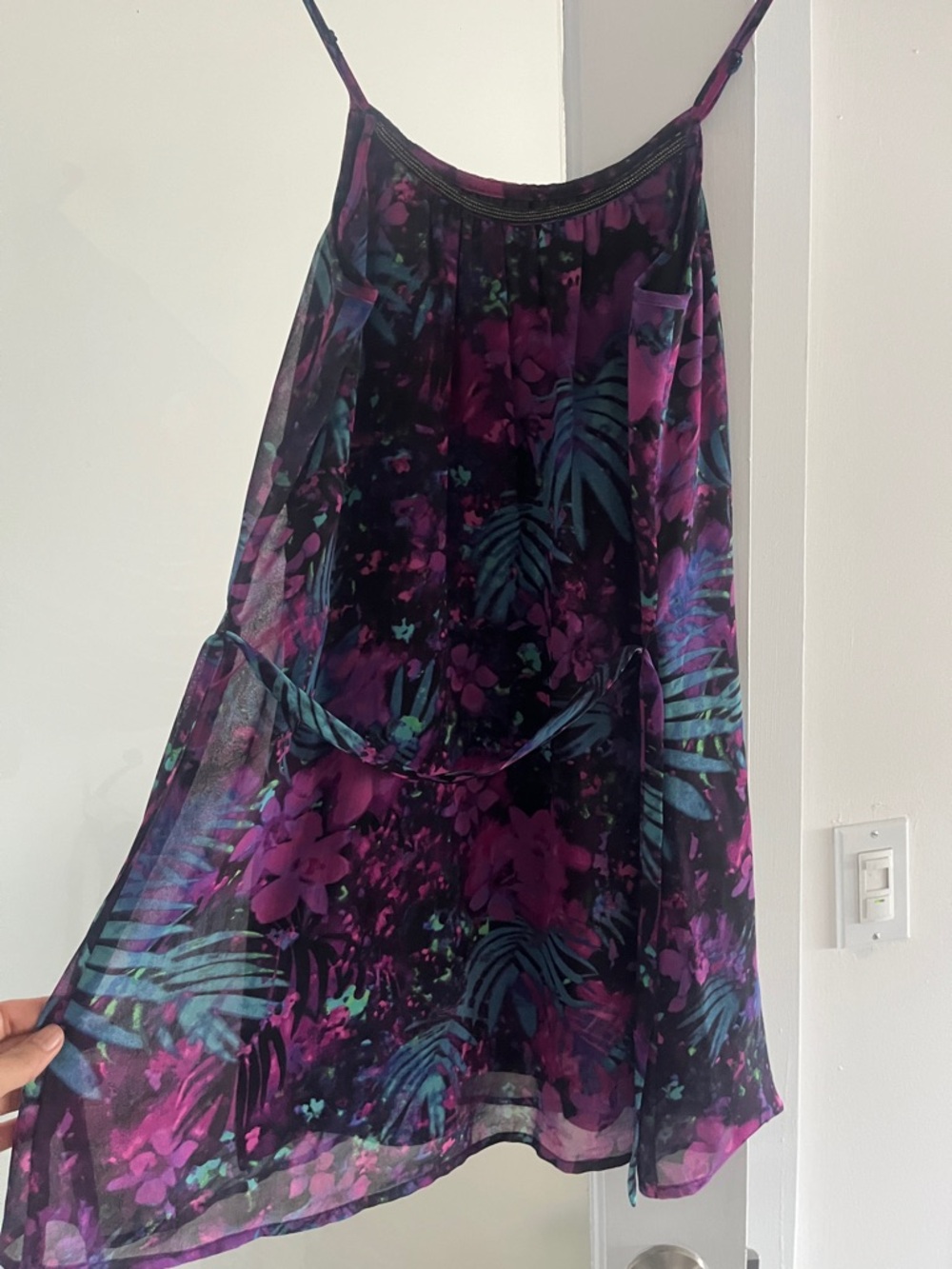 Guess Purple & Teal Floral Mini Slip Dress